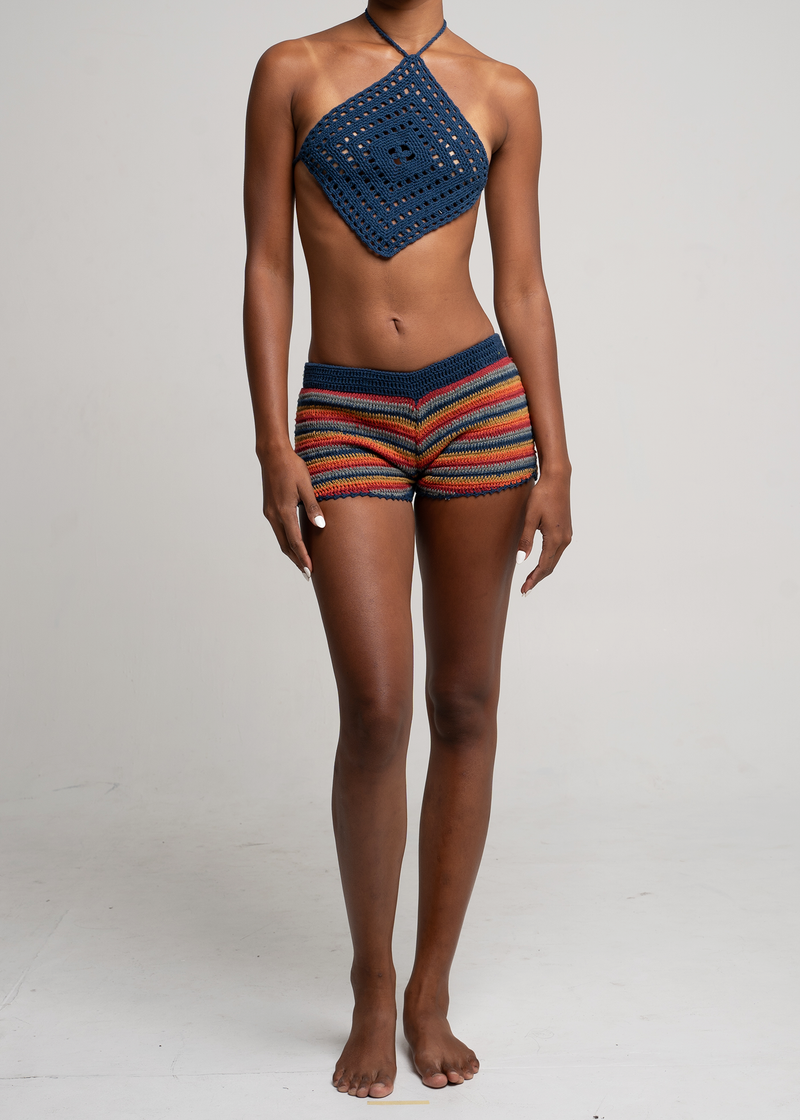 Bulawan Short and Crop Top set Navy