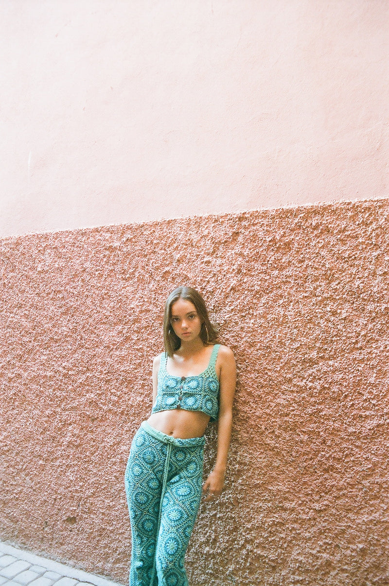 Baia Crop Singlet Blue