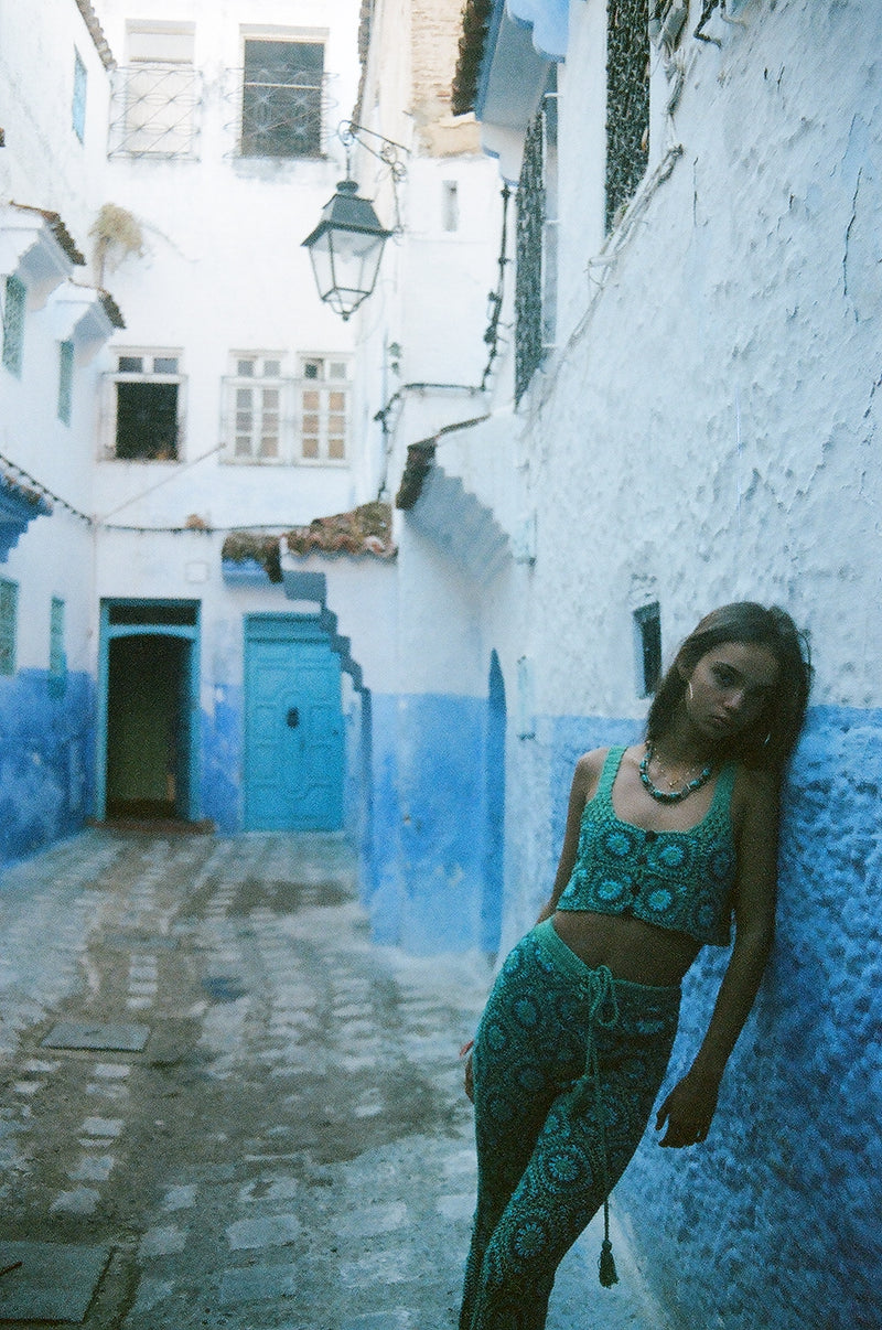 Baia Crop Singlet Blue